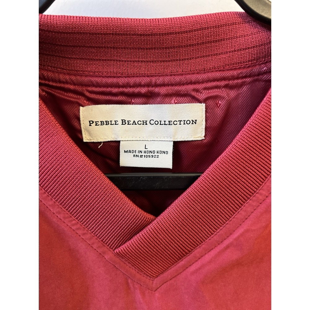 Pebble Beach Collection Men's L Pullover Windbreaker Red Embroidered Logo - Picture 3 of 6